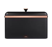 Tower Cavaletto Bread Bin with Removable Lid, Large Capacity, Durable Steel Body, Black and Rose Gold