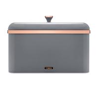 Tower Cavaletto Bread Bin with Removable Lid, Large Capacity, Durable Steel Body, Grey and Rose Gold