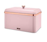 Tower T826130PNK Cavaletto Bread Bin with Removable Lid, Large Capacity, Durable Steel Body, Marshmallow Pink and Rose Gold