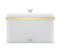 Tower Cavaletto Bread Bin with Removable Lid, Large Capacity, Durable Steel Body, Optic White and Champagne Gold