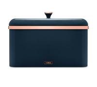 Tower T826130MNB Cavaletto Bread Bin Storage, Carbon Steel, Removable Lid, Midnight Blue and Rose Gold
