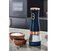 Tower Electric Salt and Pepper Mills, Battery Operated with Adjustable Ceramic Grinders, Midnight Blue and Rose Gold, T847004MNB