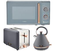 Tower Cavaletto Grey 1.7L Pyramid Kettle, 2 Slice Toaster & 20L Microwave Set