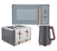 Tower Cavaletto Grey 3-Piece Kitchen Set - 1.7L 3Kw Jug Kettle, 4-Slice Toaster & 20L 800W Microwave