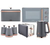 Tower Cavaletto Grey Jug Kettle 2 Slice Toaster Microwave Breadbin Canisters ompliant]