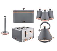 Tower Cavaletto Grey Kettle Toaster Bread Bin Canisters Kitchen Roll Holder Set ompliant]
