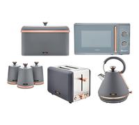 Tower Cavaletto Grey Kettle Toaster Microwave Breadbin Canisters Set