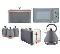 Tower Cavaletto Grey Pyramid Kettle 2 Slice Toaster Microwave Breadbin Canisters ompliant]