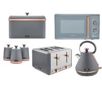 Tower Cavaletto Grey Pyramid Kettle 4 Slice Toaster Microwave Breadbin Canisters ompliant]