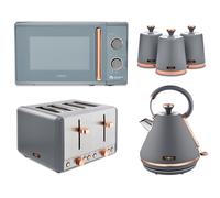 Tower Cavaletto Grey Pyramid Kettle 4 Slice Toaster Microwave & Canisters