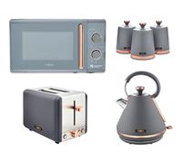 Tower Cavaletto Grey Pyramid Kettle Toaster Microwave & Canisters Set