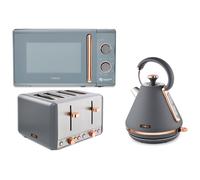 Tower Cavaletto Grey & Rose Gold Kettle 4 Slice Toaster & Microwave