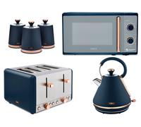 Tower Cavaletto Kettle 4 Slice Toaster Microwave & Canisters Set Midnight Blue