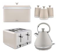 Tower Cavaletto Kettle Toaster Bread Bin & Canisters in Latte & Chrome