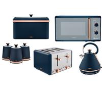 Tower Cavaletto Kettle Toaster Microwave Breadbin & Canisters in Midnight Blue