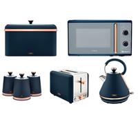 Tower Cavaletto Kettle Toaster Microwave Breadbin Canisters Set in Midnight Blue