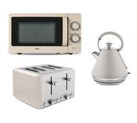Tower Cavaletto Latte Pyramid Kettle, 4 Slice Toaster & 800W 20L Microwave T24042MSH. Contemporary Matching Kitchen Set in Latte Colour, TWRCAVPKT4MICLATTE