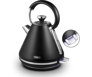 Tower Cavaletto Mirage Digital Kettle, Variable Temperature, Rapid Boil, 3kW, 1.7L, Black with Chrome Accents - T10087BLK