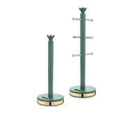 Tower Cavaletto Mug Tree and Towel Pole Set with Anti-Slip Base, Jade Green and Champagne Gold