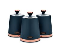 Tower T826131MNB Cavaletto Set of 3 Storage Canisters for Tea/Coffee/Sugar, Steel, Midnight Blue and Rose Gold