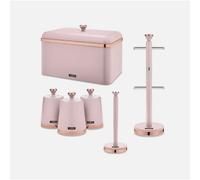 Tower Cavaletto Pink Bread Bin Canisters Towel Pole Mug Kitchen Set