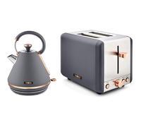 Tower Cavaletto 1.7L 3000W Pyramid Kettle and 2 Slice Toaster Grey & Rose Gold