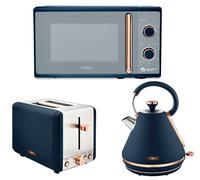 Tower Cavaletto Pyramid Kettle 2 Slice Toaster Microwave Midnight Blue/Rose Gold