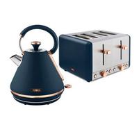 Tower Cavaletto Pyramid Kettle And 4 Slice Toaster Set Midnight Blue