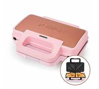 Tower Cavaletto Sandwich Maker with Deep Fill Ridge Plates T27036PNK - Marshmallow Pink Blue