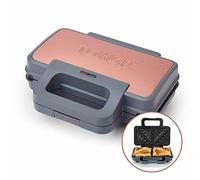 Tower Cavaletto Sandwich Maker with Deep Fill Ridge Plates T27036RG - Grey and Rose Gold Blue