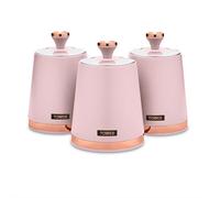 Tower T826131PNK Cavaletto Set of 3 Storage Canisters for Tea/Coffee/Sugar, Steel, Marshmallow Pink and Rose Gold, One Size
