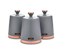 Set of 3 Cavaletto Tea Coffee Sugar Canisters Grey