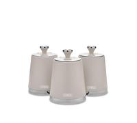 Tower Cavaletto Set of 3 Storage Canisters, Canisters for Tea/Coffee/Sugar, Carbon Steel, Latte