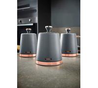 Tower Storage Canisters Cavaletto T826131GRY - Set of 3 Tea/Coffee/Sugar, Grey & Rose Gold