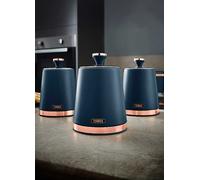 Tower T826131MNB Cavaletto Set of 3 Storage Canisters for Tea/Coffee/Sugar, Steel, Midnight Blue and Rose Gold