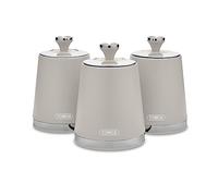 Tower Cavaletto Set of 3 Storage Canisters, Canisters for Tea/Coffee/Sugar, Carbon Steel, Latte