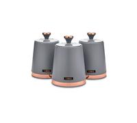 Tower Storage Canisters Cavaletto T826131GRY - Set of 3 Tea/Coffee/Sugar, Grey & Rose Gold