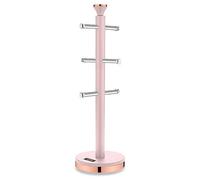 Tower Cavaletto Mug Tree with Stainless Steel Stoppers, Soft Underliner, Marshmallow Pink and Rose Gold