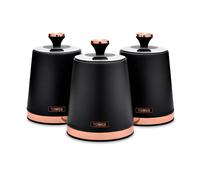 Tower Cavaletto Storage Canisters Tea/Coffee/Sugar, Black & Rose Gold T826131BLK