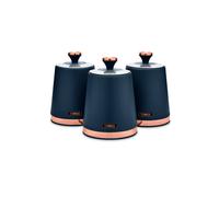 Tower T826131MNB Cavaletto Set of 3 Storage Canisters for Tea/Coffee/Sugar, Steel, Midnight Blue and Rose Gold