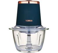 Tower Cavaletto T12058MNB Glass Bowl Chopper, 1L, 350W, Blue & Rose Gold