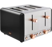 Tower T20051RG Cavaletto 4 Slice Toaster, 7 Browning Settings and Removable Crumb Tray, Stainless Steel, 1800W, Black and Rose Gold
