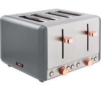 Tower T20051RGG Cavaletto 4 Slice Toaster, 7 Browning Settings and Removable Crumb Tray, Stainless Steel, 1800W, Grey and Rose Gold