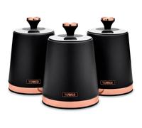 Tower Cavaletto T826131BLK Canisters Black & Rose Gold Kitchen Storage