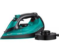 Tower T22022TL Ceraglide 360° Cord/Cordless Steam Iron with Rapid Heat-Up and Recharge, 2800W, Black and Teal