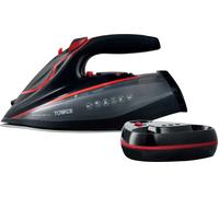 Tower T22035RED Cord/Cordless Steam Iron with Ceraglide XL Ceramic Soleplate, Thermostatic Dial Control, Anti-Calc & Anti-Drip Functions, Auto Shut Off, 350ml Water Tank, 3100W, Red & Black