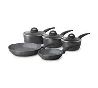 Tower Cerastone T81276 Forged 5 Piece Pan Set with Non-Stick Coating and Soft Touch Handles, 18/20/22 cm Saucepans and 20/28 cm Frying Pans, Graphite