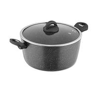 Tower Cerastone Forged Aluminium Casserole Pot with Ceramic Non-Stick Coating, Tempered Glass Lid, 28cm, Graphite