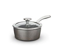 Tower T900216 Cerastone Pro 20cm Forged Aluminium Saucepan with Tempered Glass Lid, Non-Stick Coating, Graphite