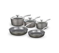 Tower Cerastone Pro 5 Piece Cookware Set with Non-Stick Coating and Riveted Steel Handles, 18/20/22cm Saucepans and 20/24cm Frying Pans, Graphite